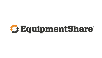 A heavy rental equipment company logo with an orange and black gear on it. Company is equipmentshare.