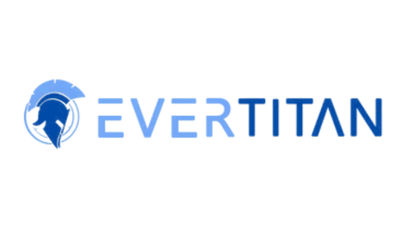 A male hormone therapy company logo .Evertitan logo with a stylized helmet design on a white background