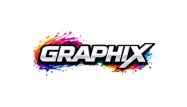 Colorful 'GRAPHIX' logo on a white background